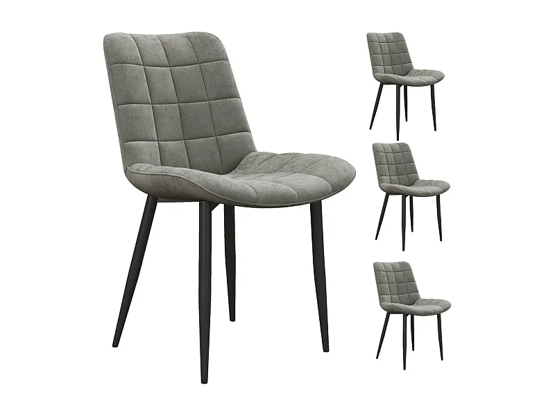 SACHA-Chaise en Velours Gris Carbone et métal noir (x4)