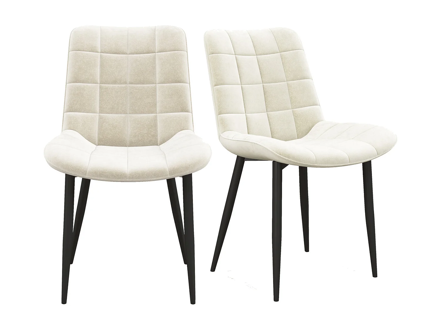 SACHA-Sedia in velluto vaniglia e metallo nero (x2)