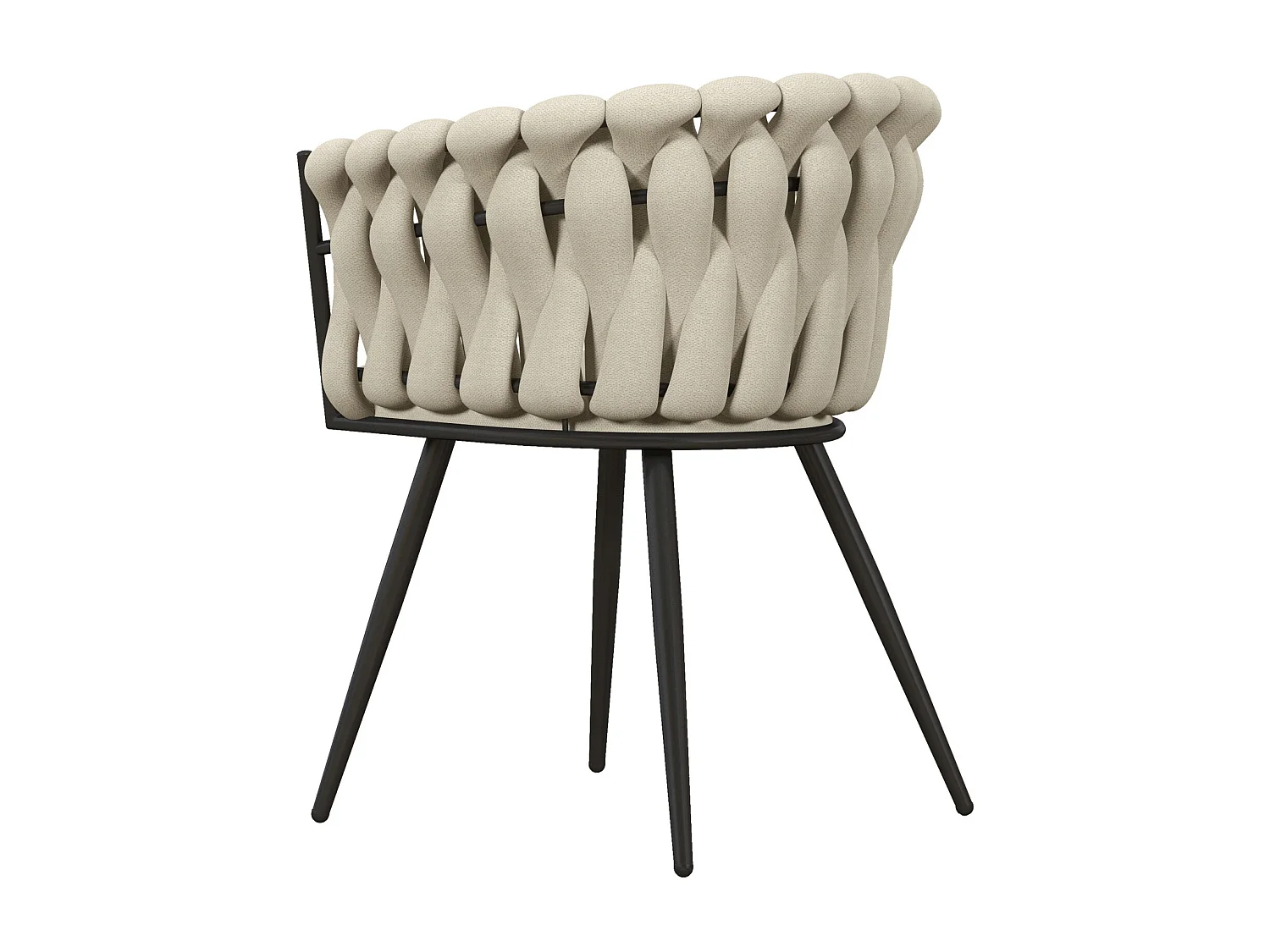 TESSA-Poltrona da tavolo crema e metallo nero (x2)