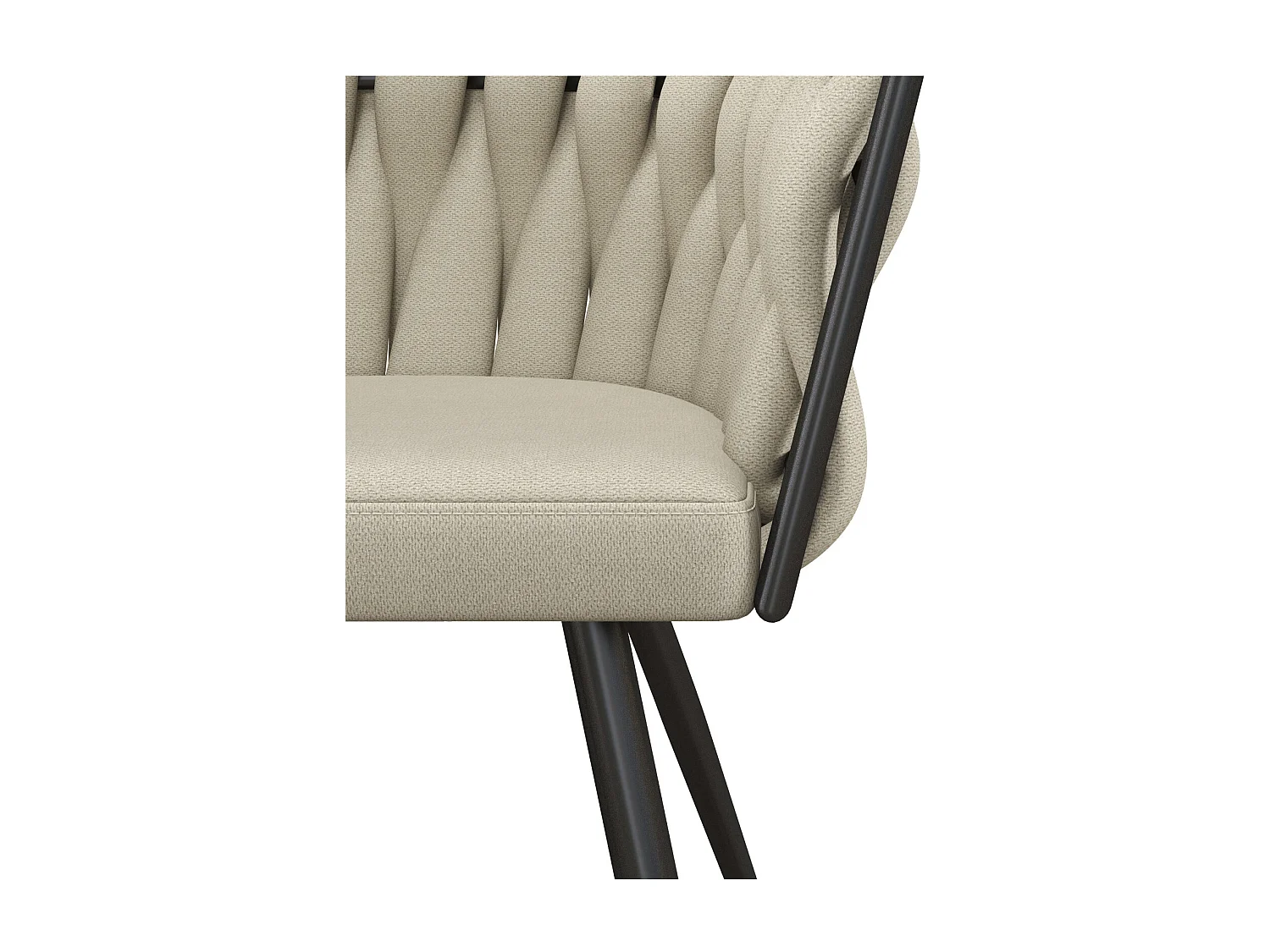 TESSA-Poltrona da tavolo crema e metallo nero (x2)