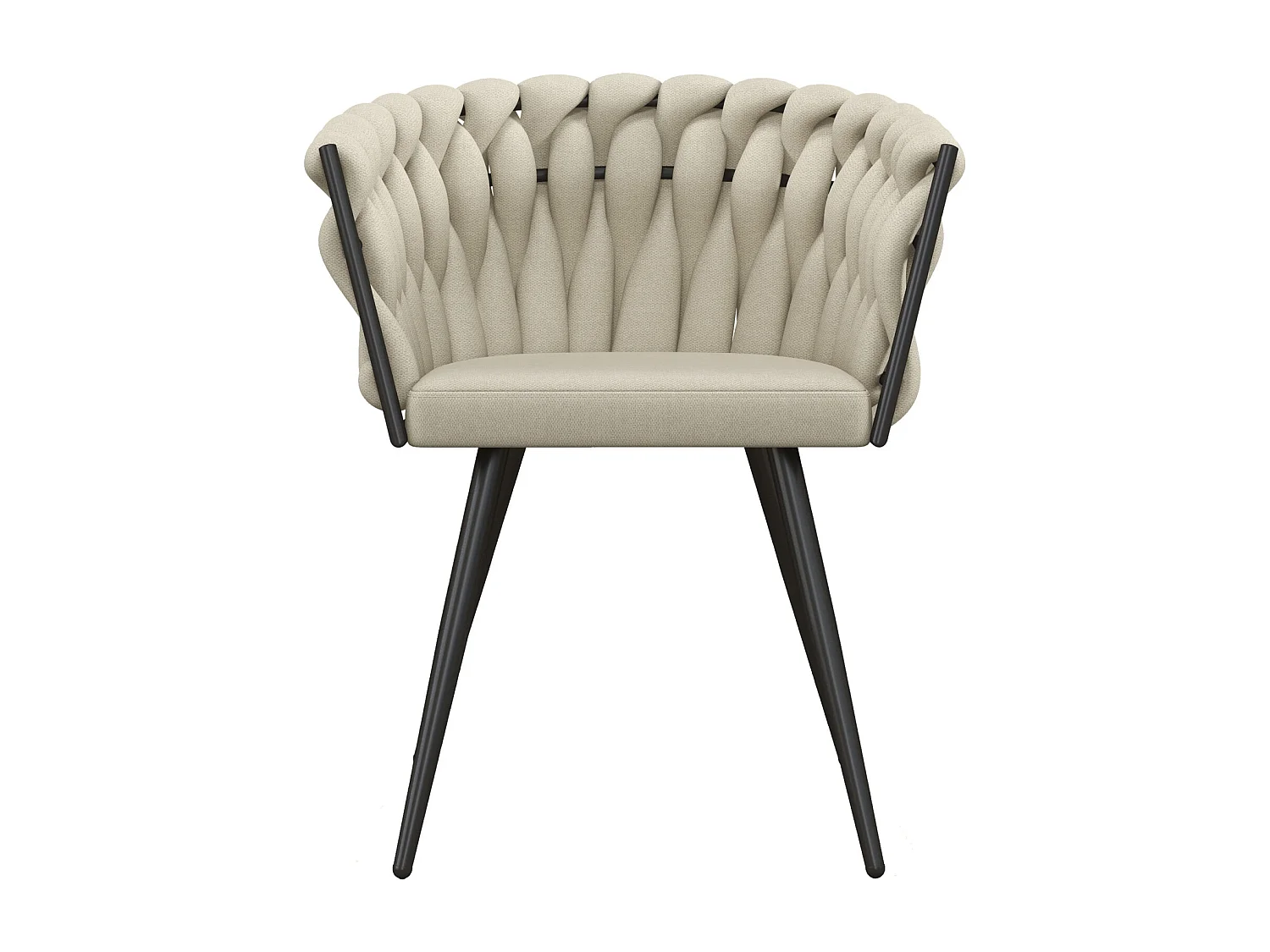 TESSA-Poltrona da tavolo crema e metallo nero (x2)