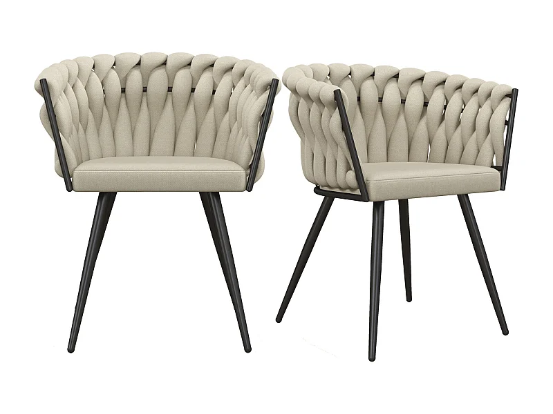 TESSA-Sillón de mesa crema y  de metal negro (x2)