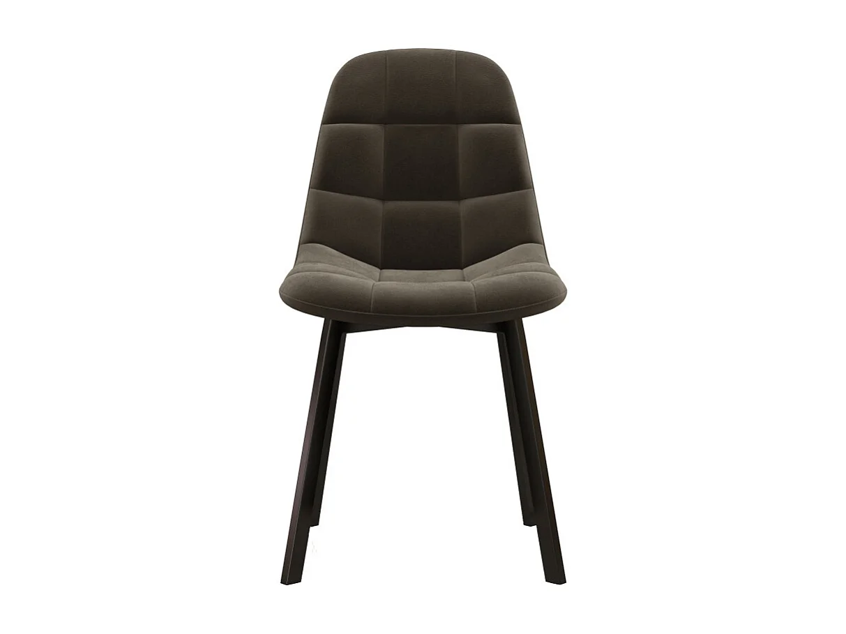 STELLIA-Chaise en Velours Gris Taupe et métal noir (x2)