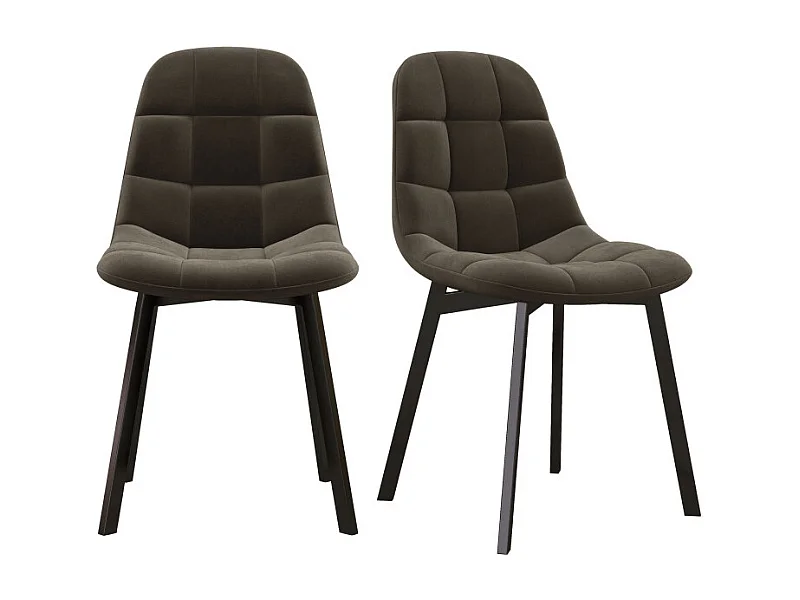 STELLIA-Chaise en Velours Gris Taupe et métal noir (x2)
