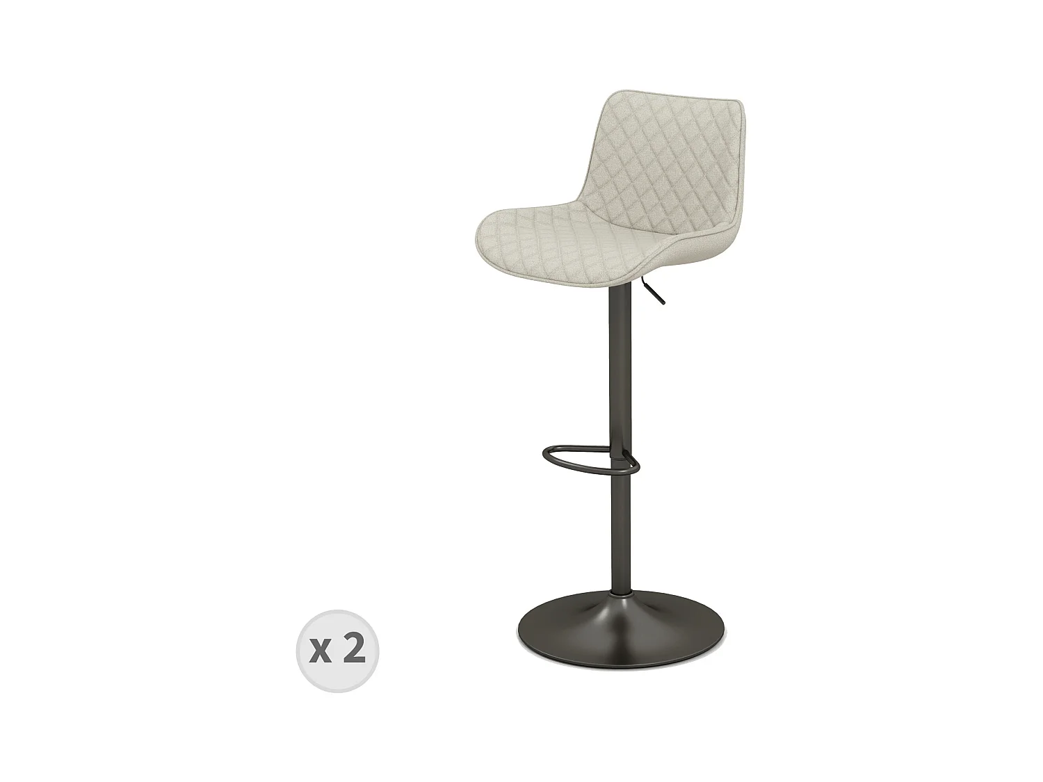 DINO-Taburete de bar en tela Coloris Lin y metal negro (x2)