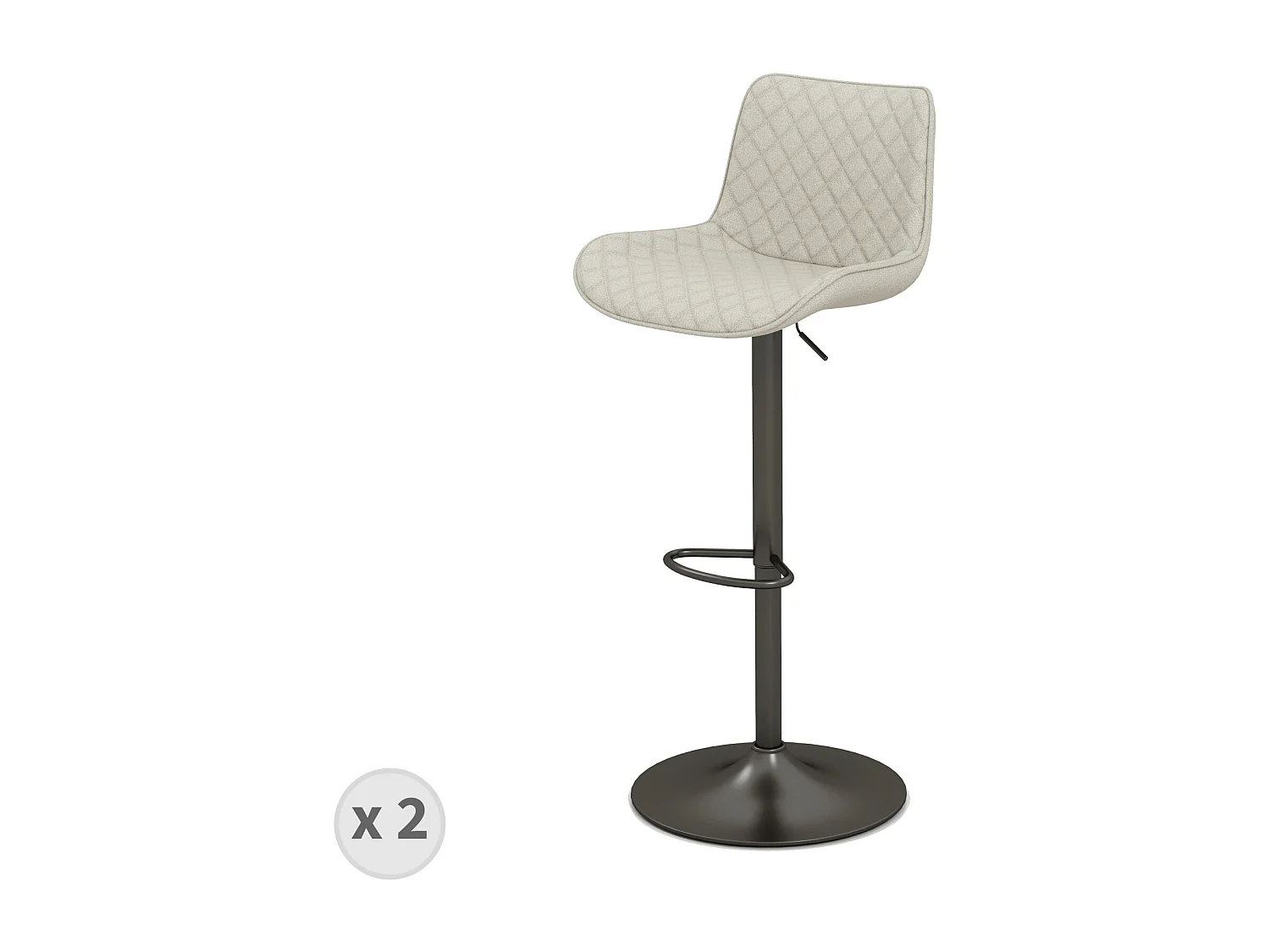 DINO-Tabouret de bar en tissu Beige (x2)