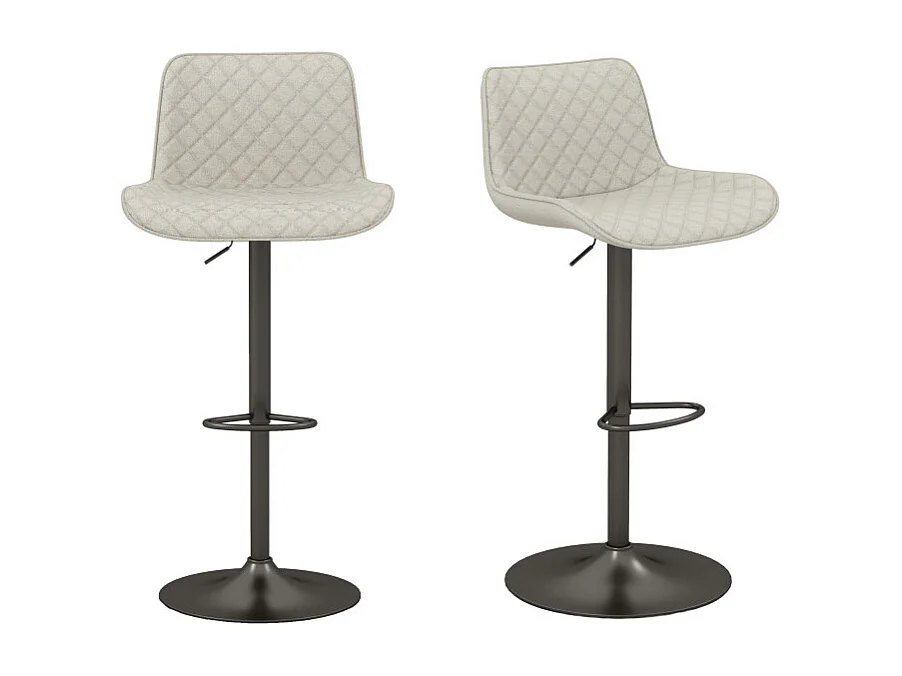 DINO-Taburete de bar en tela Coloris Lin y metal negro (x2)