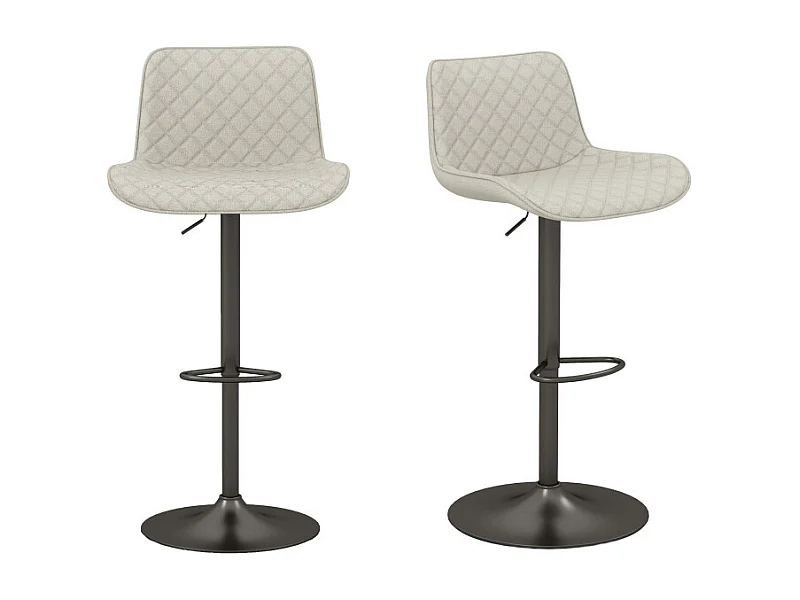 DINO-Taburete de bar en tela Coloris Lin y metal negro (x2)