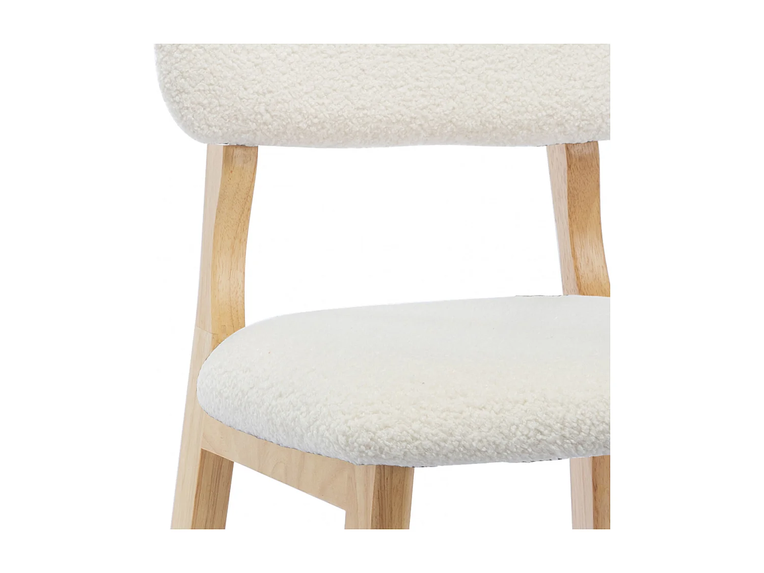 CLIFF-Tabouret de bar en tissu bouclette écru et bois naturel (x2)