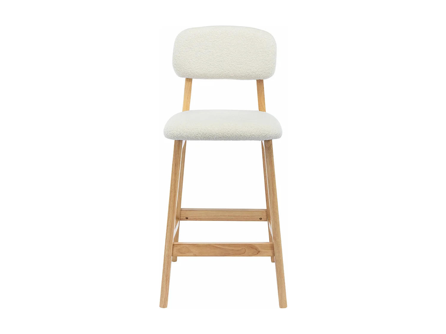 CLIFF-Tabouret de bar en tissu bouclette écru et bois naturel (x2)