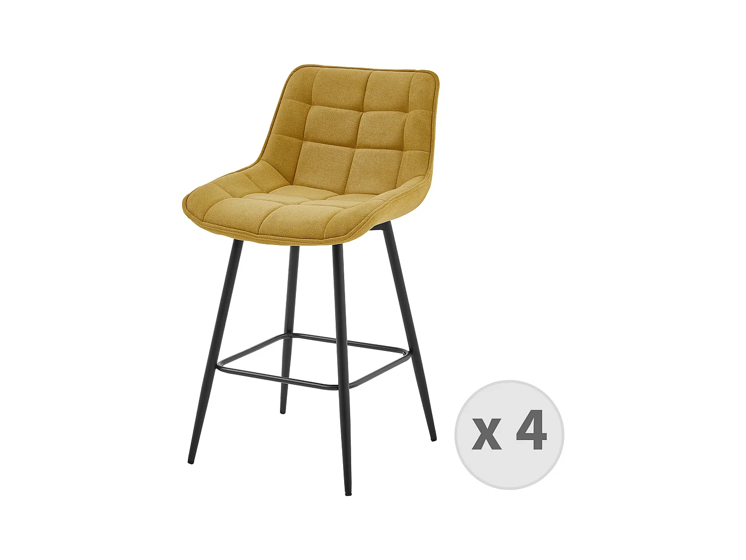 GRANT-Silla de bar de tela mostaza y metal negro (x4)