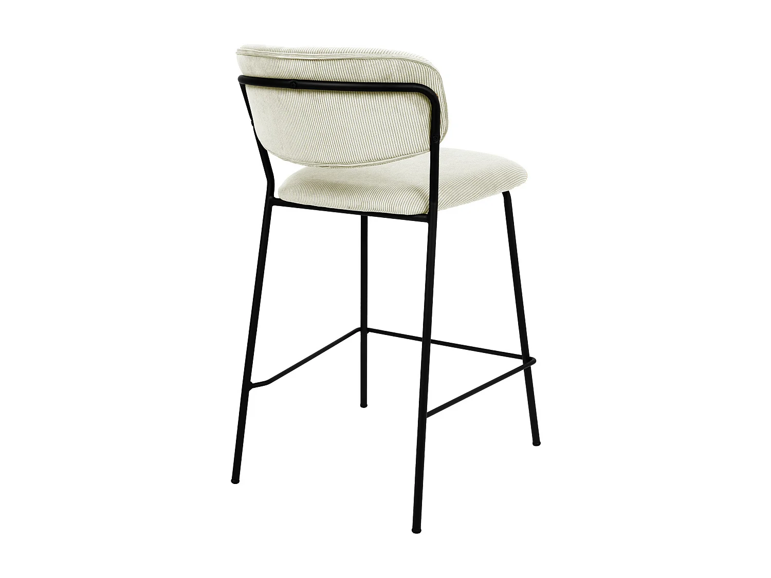CLARA-Sgabello da bar in tessuto color ecrù e nero (x2)