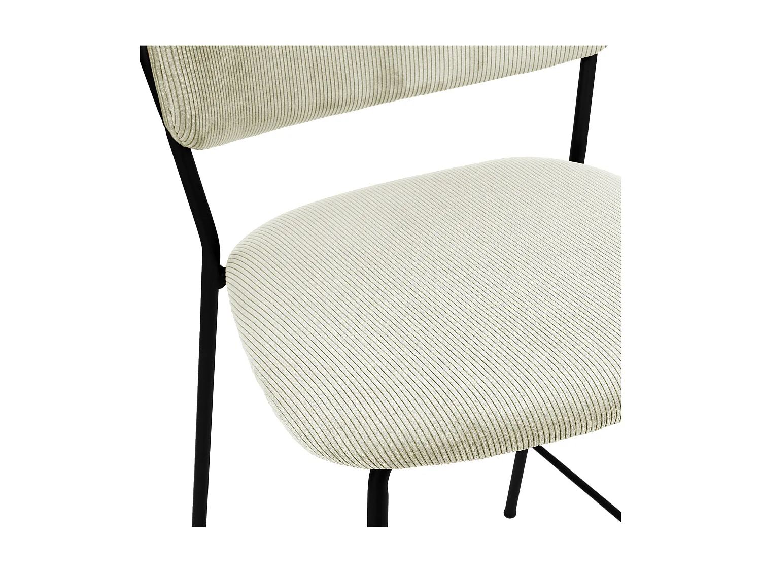 CLARA-Sgabello da bar in tessuto color ecrù e nero (x2)