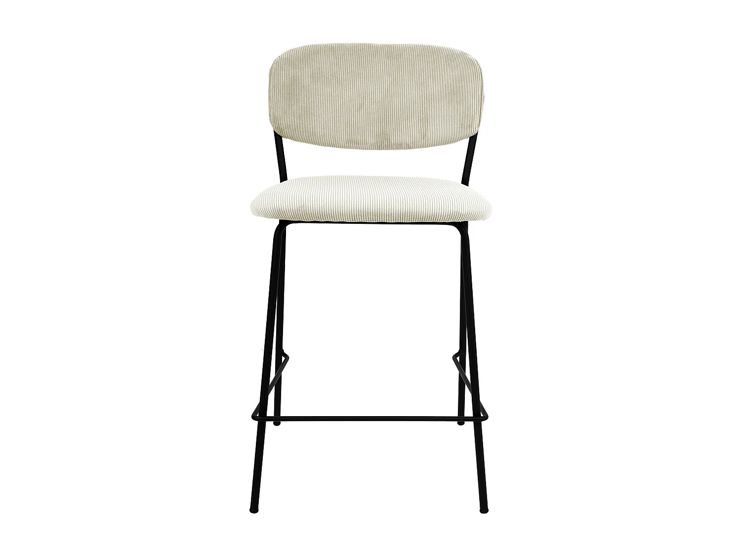 CLARA-Sgabello da bar in tessuto color ecrù e nero (x2)