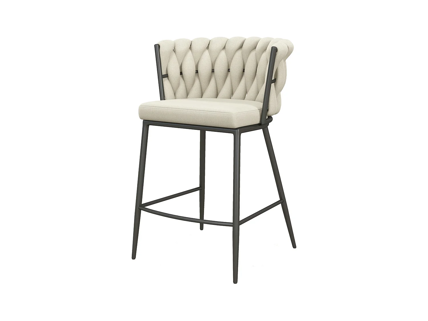 TESSA-Silla de bar de tela crema y metal negro