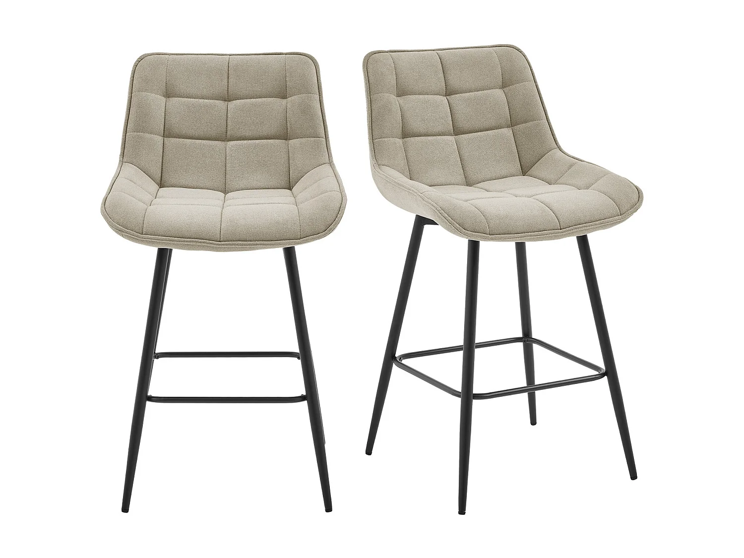 GRANT-Tabouret de bar en tissu Coloris Lin (x2)