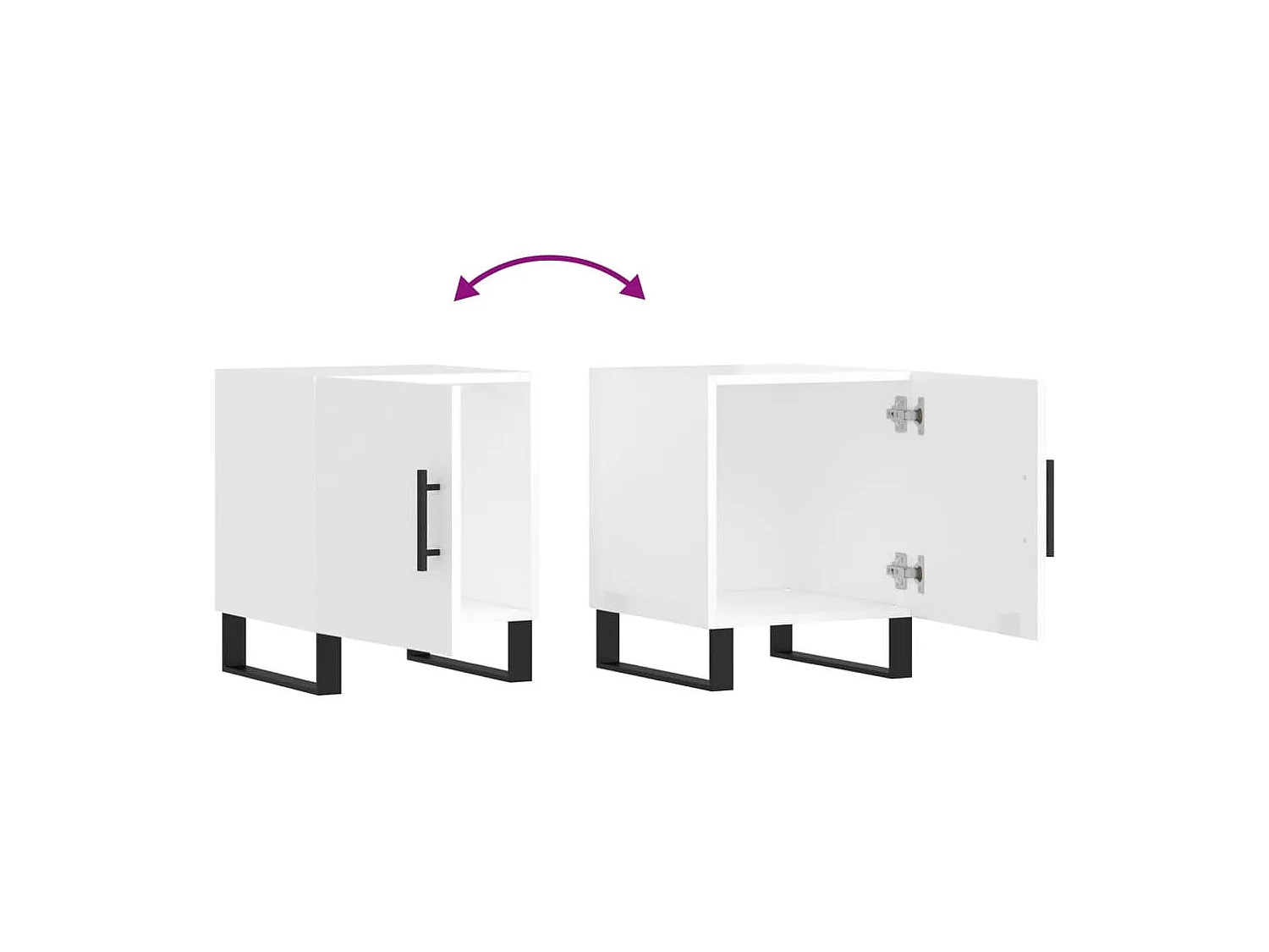 Table de chevet blanc brillant 40x40x50 cm bois d’ingénierie