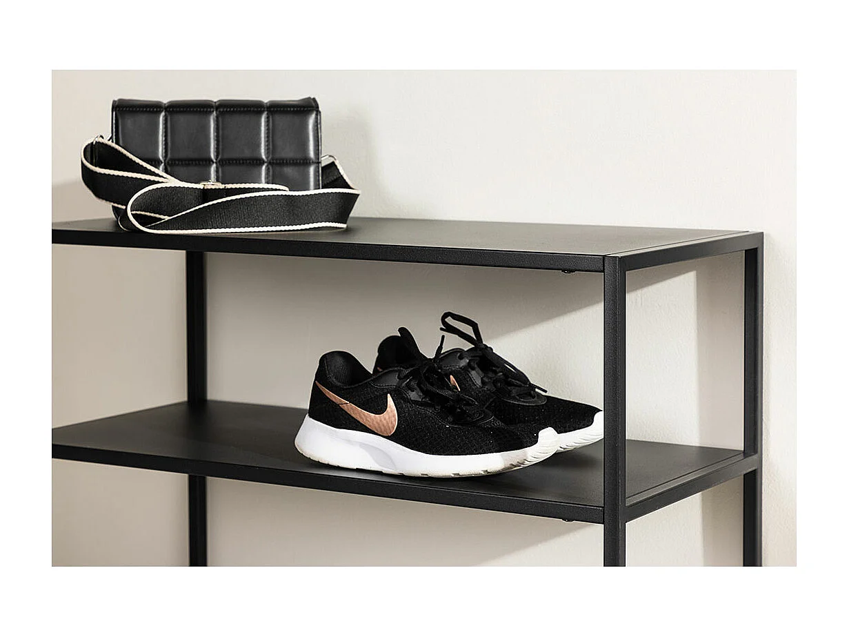 Scarpiera Curitiba in metallo, 2 ripiani, nera.