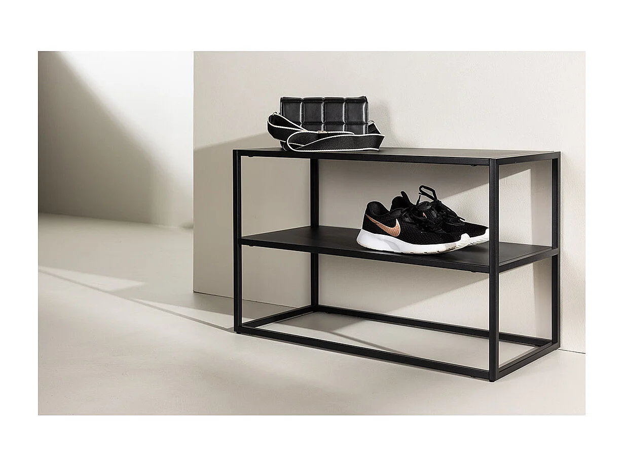 Curitiba schoenenkast metaal 2 planken zwart.