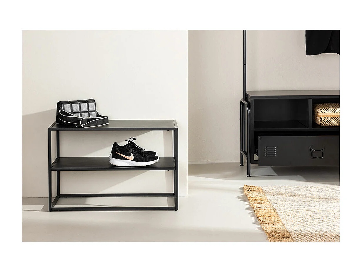 Curitiba schoenenkast metaal 2 planken zwart.