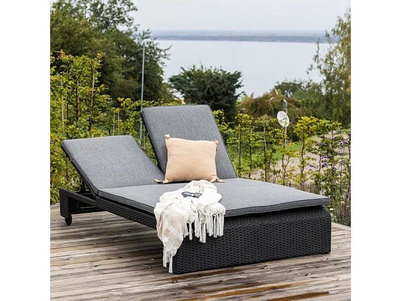 Transat Double à Roulettes "London" 196cm Noir