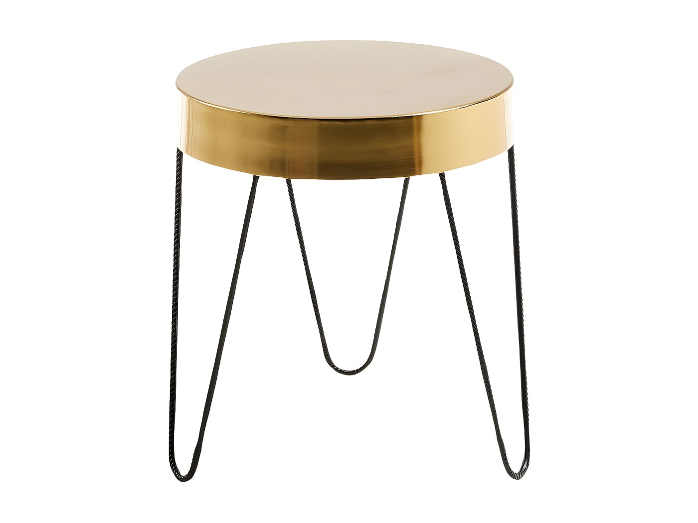 Mathilde - Table D'appoint - Table de Bout Drum Metal Doré Antique