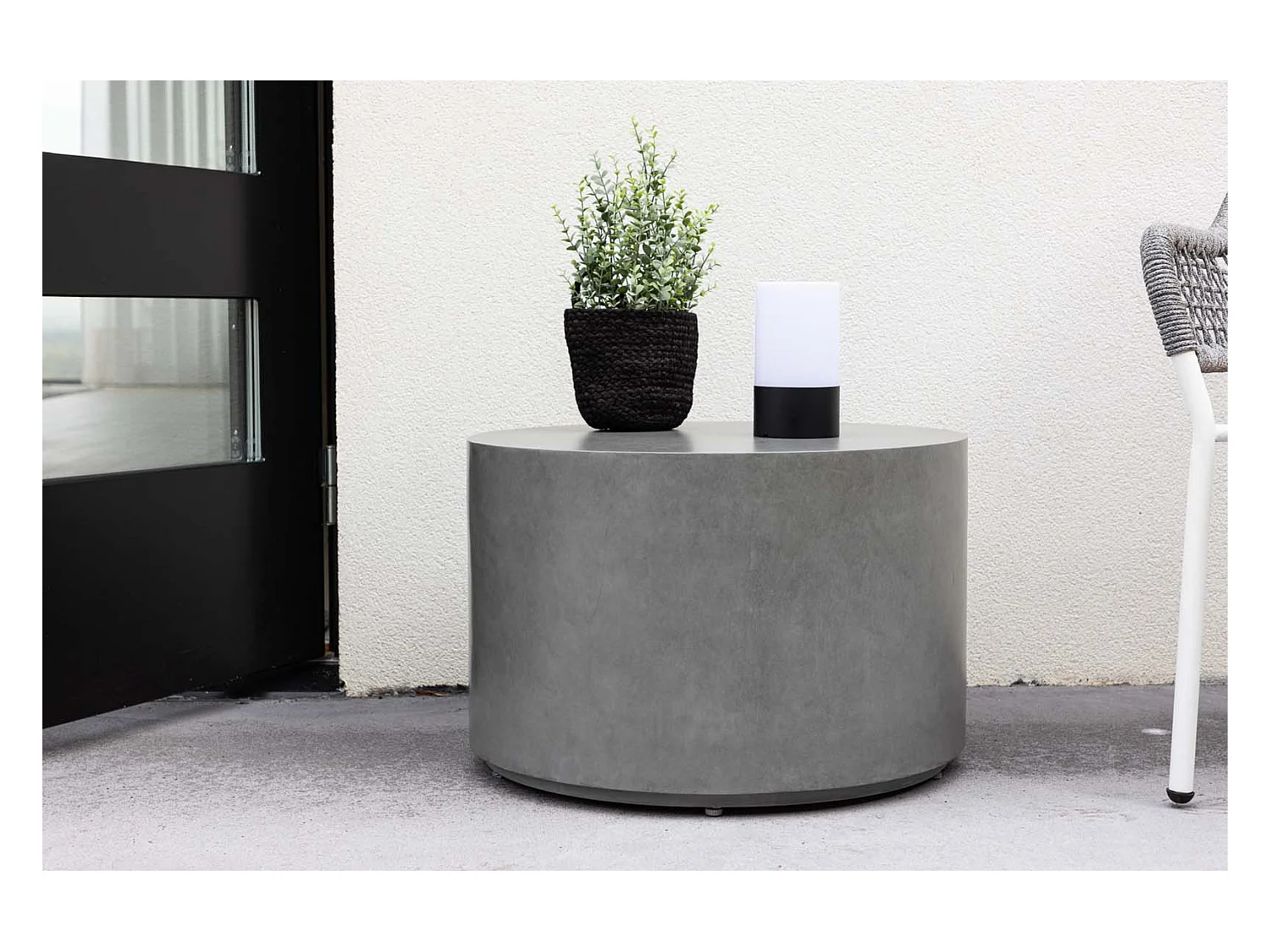 Mesa auxiliar de jardín Lisboa Ø60 gris.