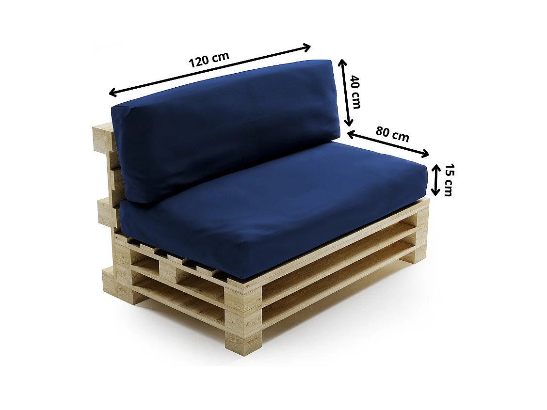 Cuscini sfoderabile per pallet lotto x2 in poliestere BANANAIR 120x80cm/120x40cm blu