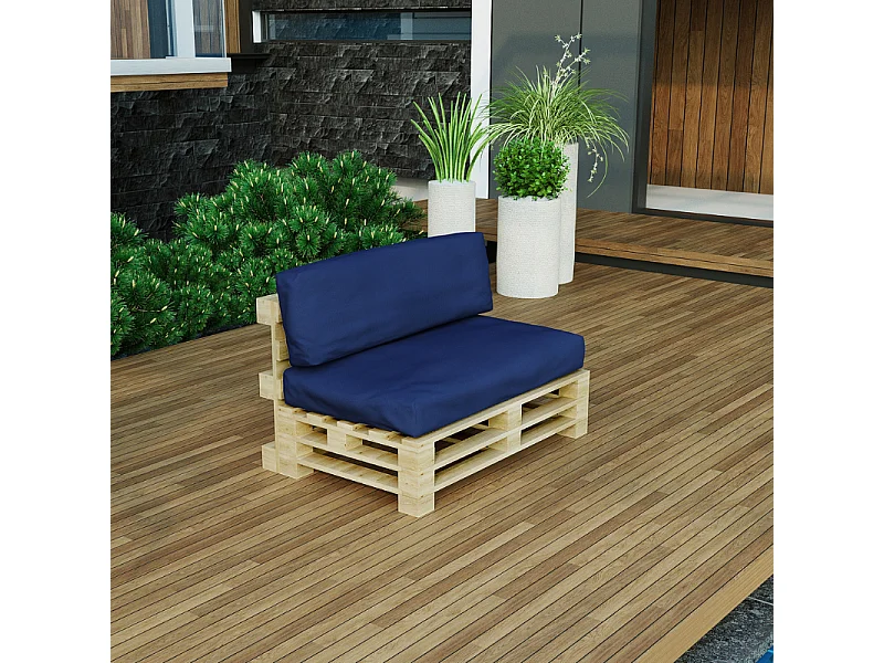 Cuscini sfoderabile per pallet lotto x2 in poliestere BANANAIR 120x80cm/120x40cm blu