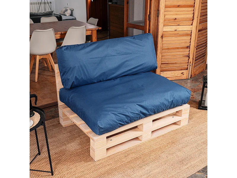 Cuscini sfoderabile per pallet lotto x2 in poliestere BANANAIR 120x80cm/120x40cm blu