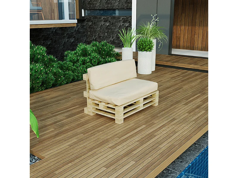 Schienale cuscino sfoderabile per pallet in poliestere BANANAIR 120x40cm Beige