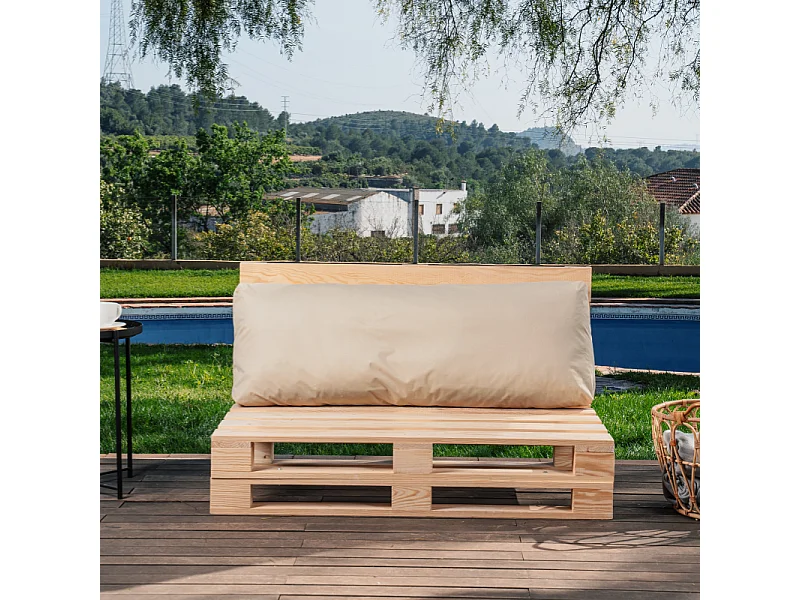 Schienale cuscino sfoderabile per pallet in poliestere BANANAIR 120x40cm Beige