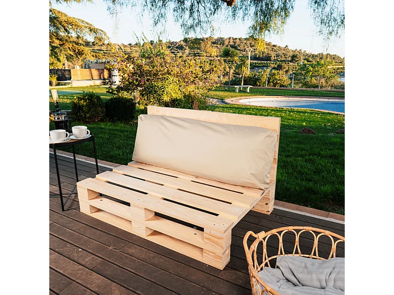 Schienale cuscino sfoderabile per pallet in poliestere BANANAIR 120x40cm Beige