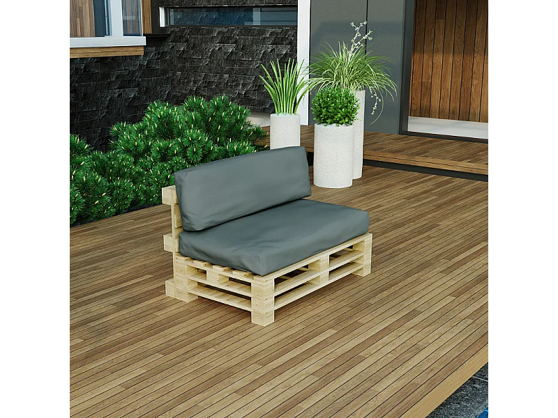 Donkergrijs polyester pallet kussens afneembaar BANANAIR 120x80cm/120x40cm