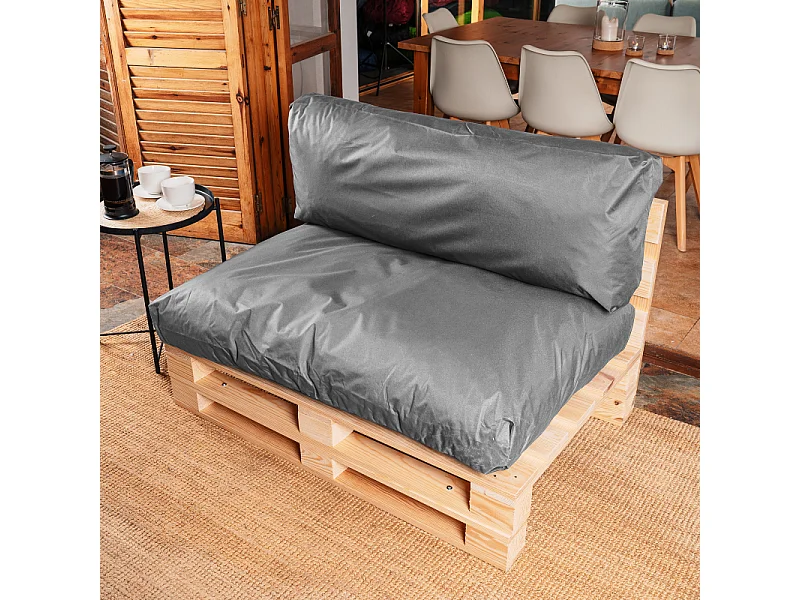 Donkergrijs polyester pallet kussens afneembaar BANANAIR 120x80cm/120x40cm