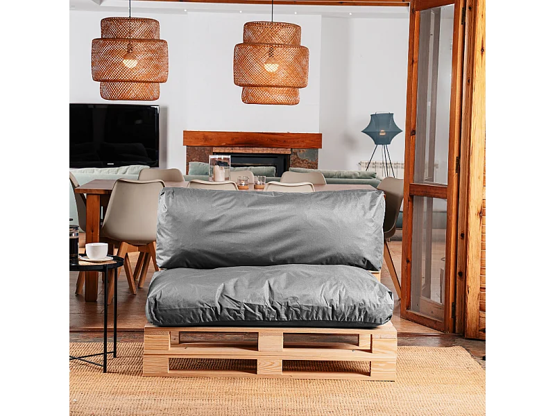 Donkergrijs polyester pallet kussens afneembaar BANANAIR 120x80cm/120x40cm