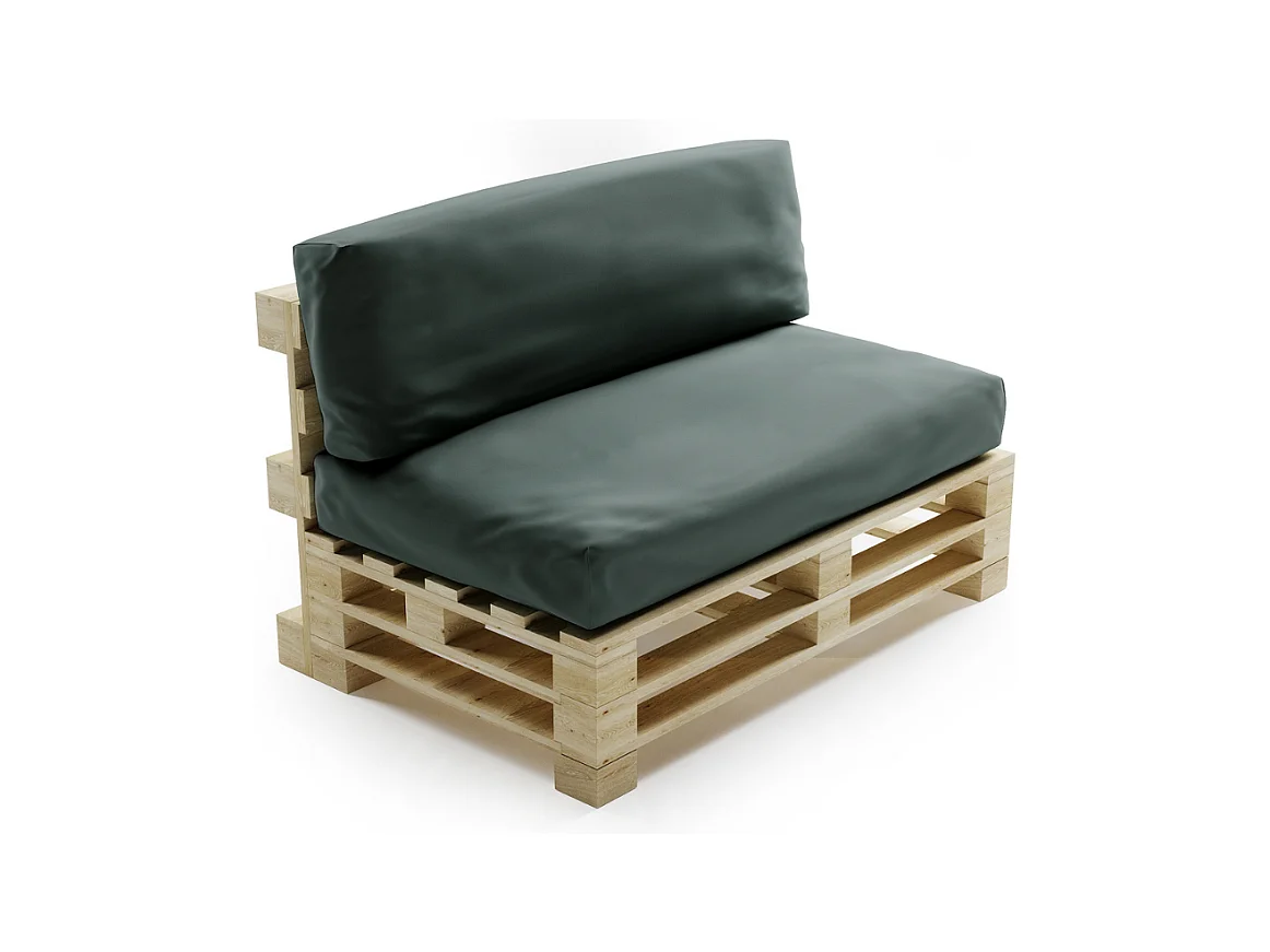 Donkergrijs polyester pallet kussens afneembaar BANANAIR 120x80cm/120x40cm