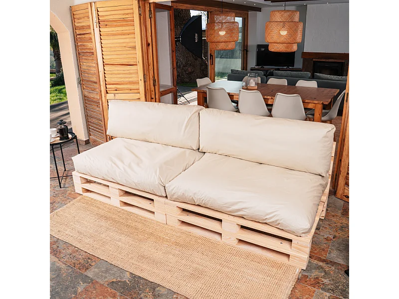 Abziehbares palettenkissen lot x2 aus polyester BANANAIR 120x80cm/120x40cm, Beige