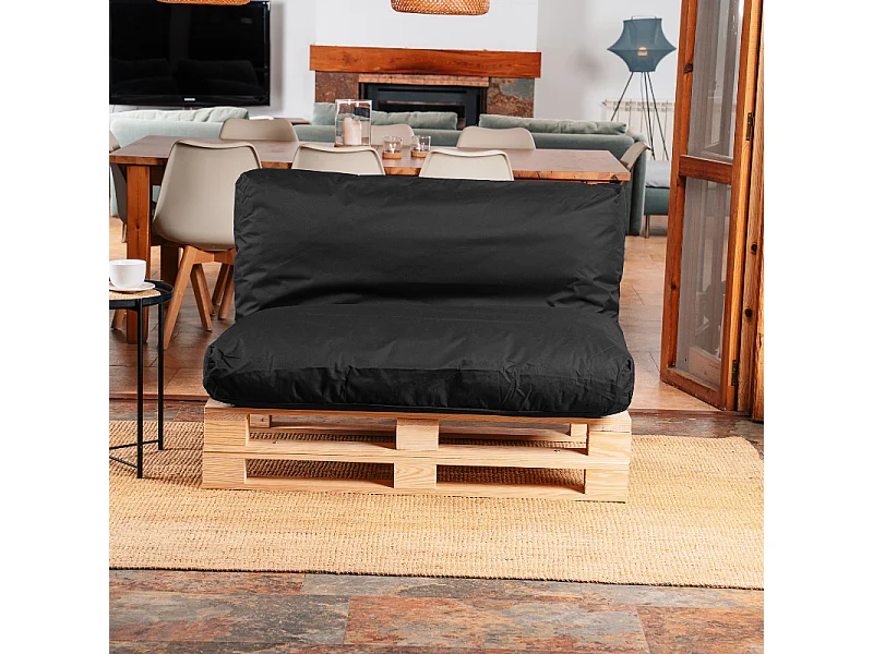 Abziehbares Palettenkissen aus polyester BANANAIR 120x60 cm, schwarz