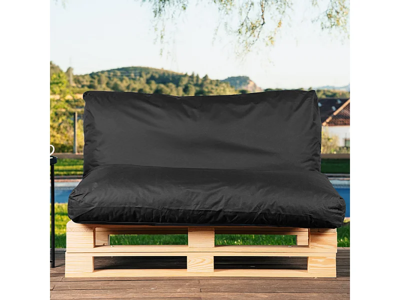 Abziehbares Palettenkissen aus polyester BANANAIR 120x60 cm, schwarz