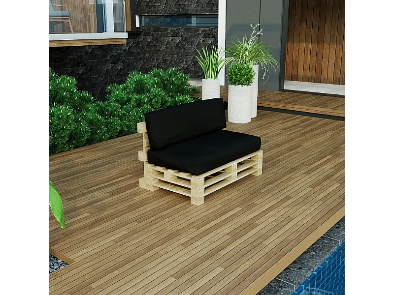 Coussin Palette Déhoussable Imperméable BANANAIR 120 x 60 cm Noir