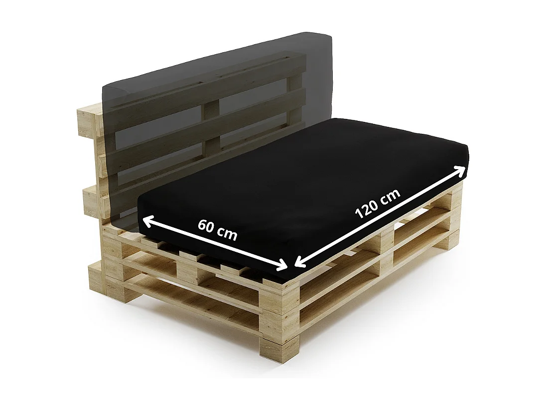 Coussin Palette Déhoussable Imperméable BANANAIR 120 x 60 cm Noir