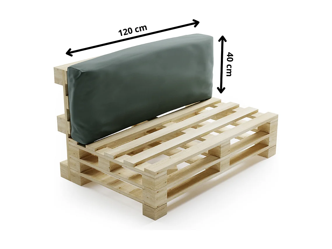 Coussin Palette Déhoussable Imperméable Dossier BANANAIR 120 x 40 cm Gris foncé