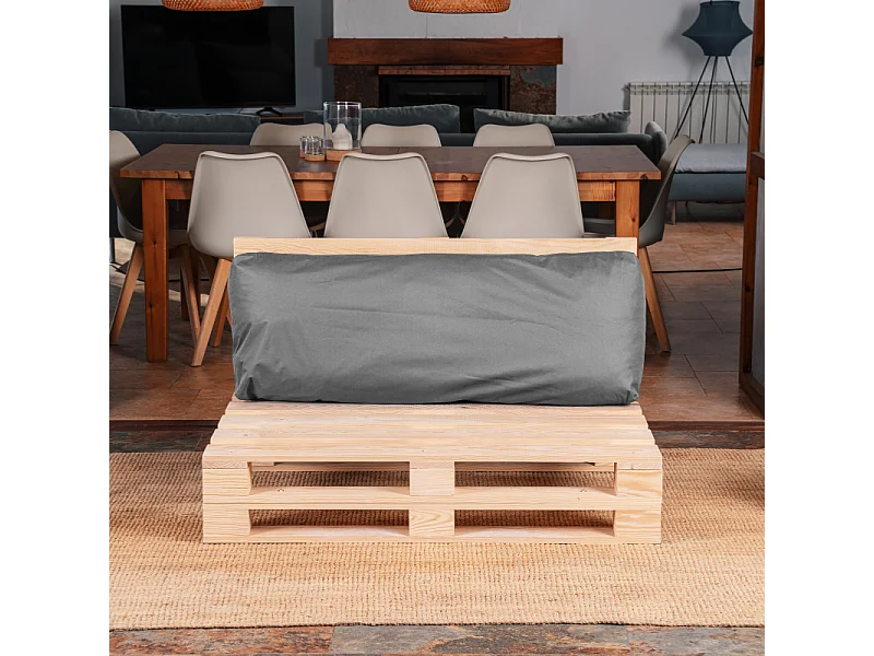 Coussin Palette Déhoussable Imperméable Dossier BANANAIR 120 x 40 cm Gris foncé