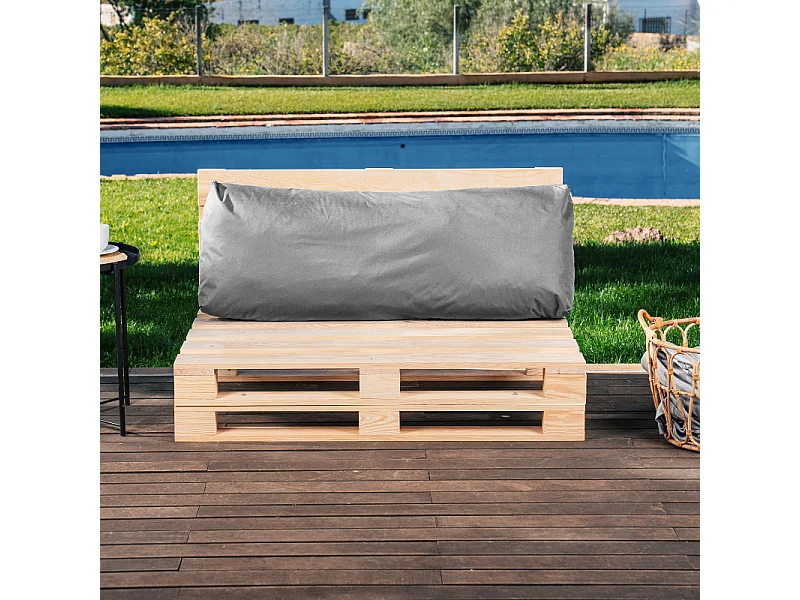 Coussin Palette Déhoussable Imperméable Dossier BANANAIR 120 x 40 cm Gris foncé