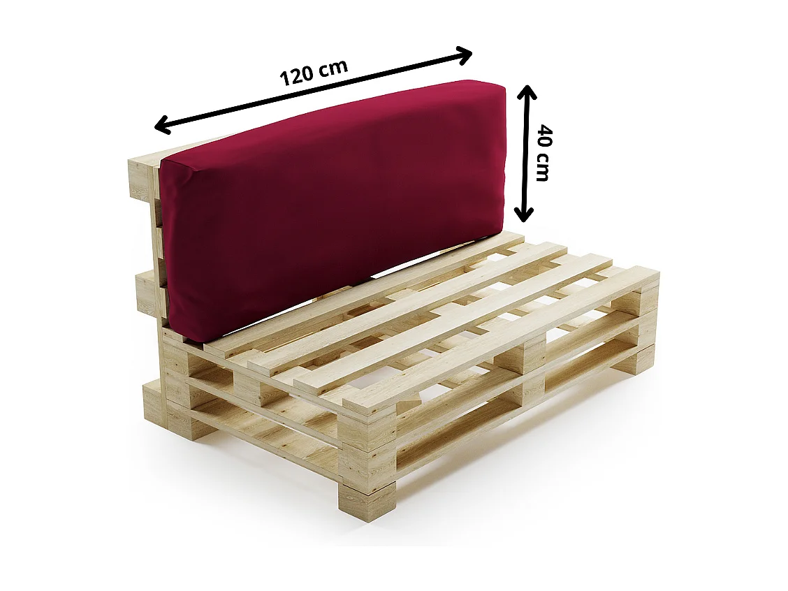 Rode polyester pallet afneembaar kussen rugleuning BANANAIR 120x40cm