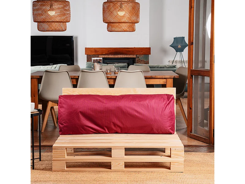 Rode polyester pallet afneembaar kussen rugleuning BANANAIR 120x40cm