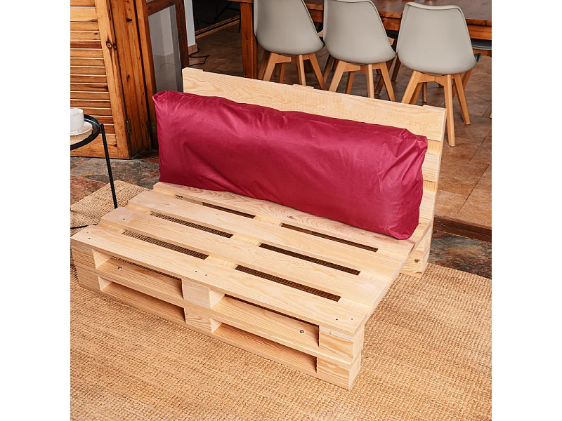 Rode polyester pallet afneembaar kussen rugleuning BANANAIR 120x40cm