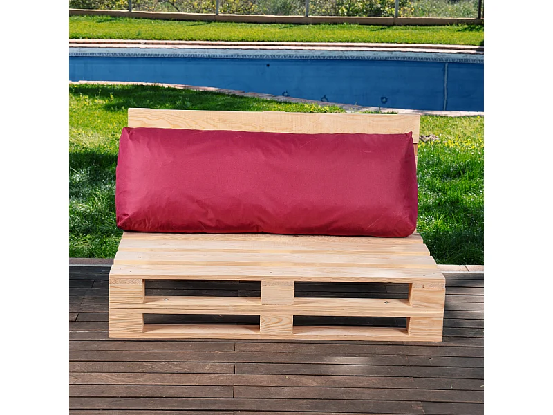 Rode polyester pallet afneembaar kussen rugleuning BANANAIR 120x40cm