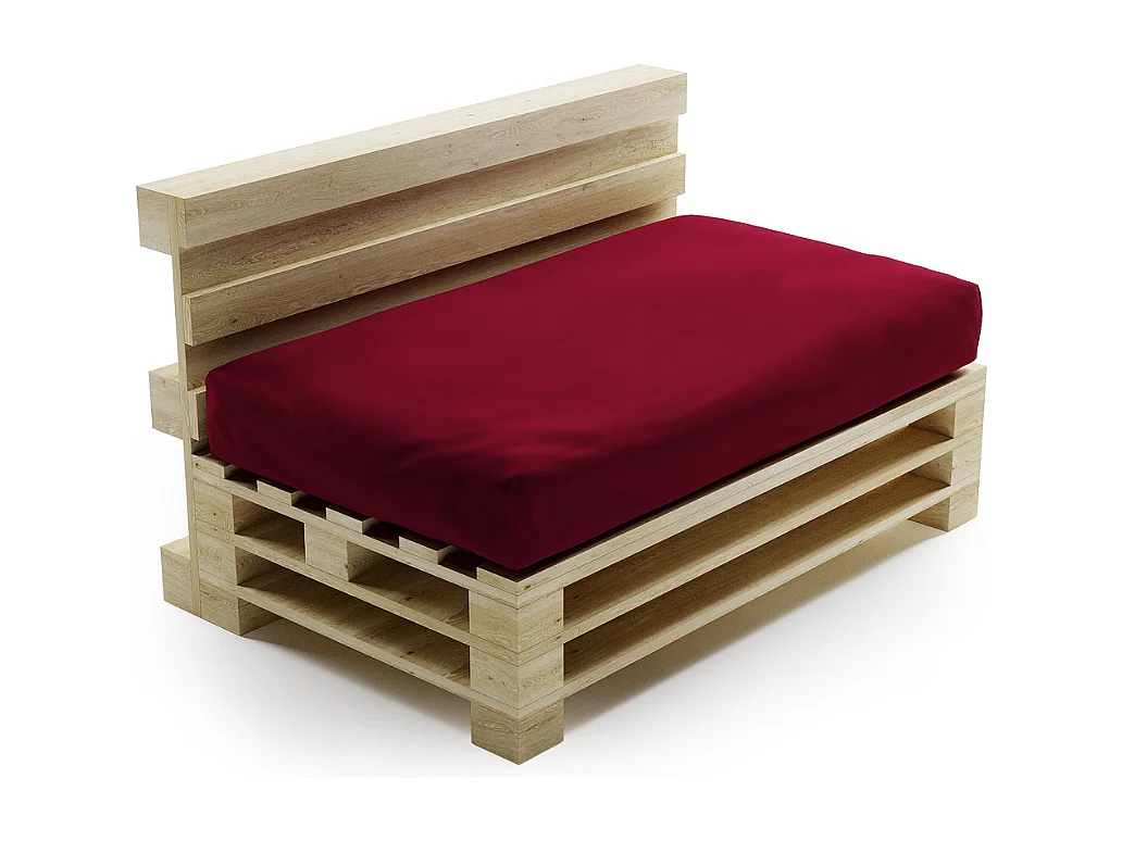 Coussin Palette Déhoussable Imperméable Assise BANANAIR 120 x 80 cm Rouge